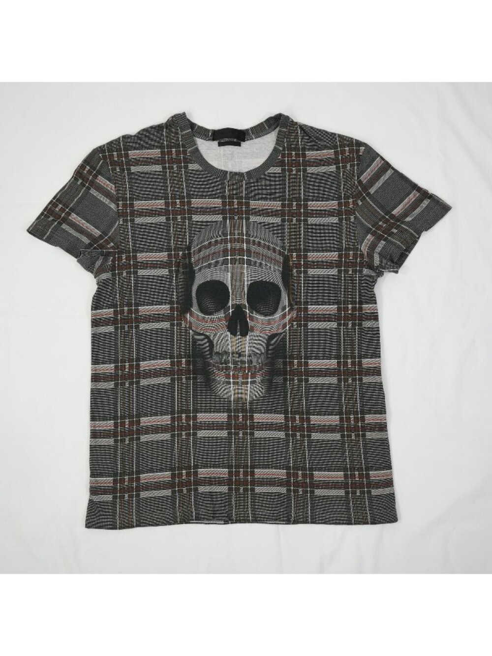 Alexander McQueen Charcoal Plaid Skull T-shirt Size Extra Small